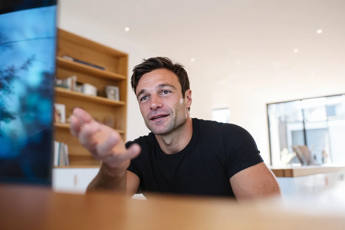 A GP taking part in a video case conference